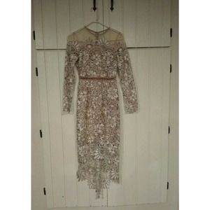 Asos Cinched Lace Cocktail Black Tie Crochet Dress